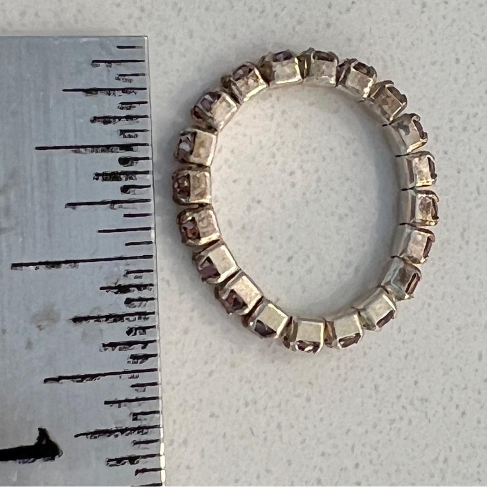 Pink Rhinestone Stretchable Pinky Ring - Picture 6 of 9